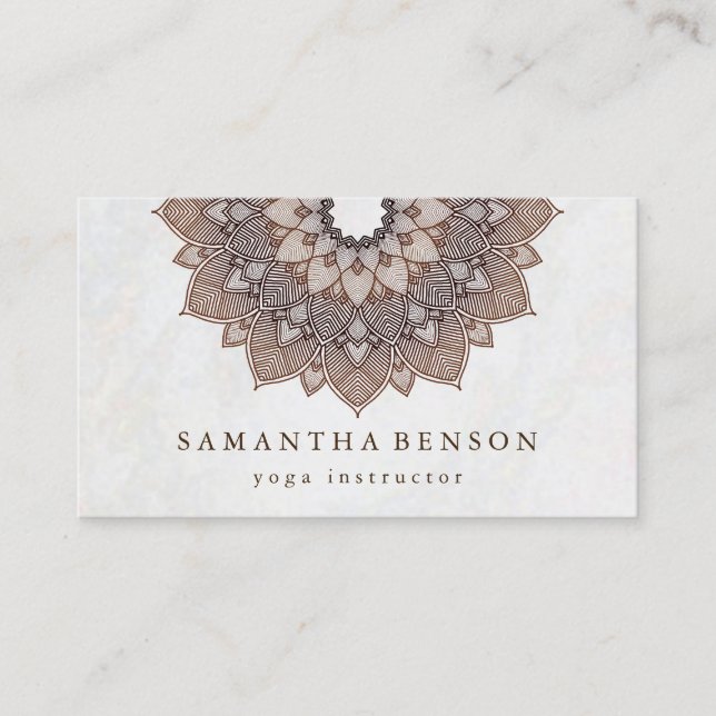 Elegant Mandala Lotus Blume Logo Yoga Instructor  Visitenkarte (Vorderseite)