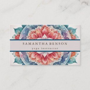 Elegant Mandala Lotus Blume Logo Yoga Instructor Visitenkarte