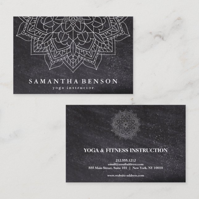 Elegant Mandala Lotus Blume Logo Yoga Instructor Visitenkarte (Vorne/Hinten)
