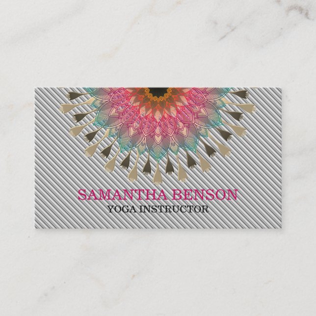 Elegant Mandala Lotus Logo Yoga Instructor Visitenkarte (Vorderseite)