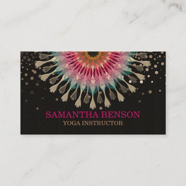 Elegant Mandala Lotus Logo Yoga Instructor Visitenkarte (Vorderseite)