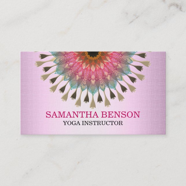 Elegant Mandala Lotus Logo Yoga Instructor Visitenkarte (Vorderseite)