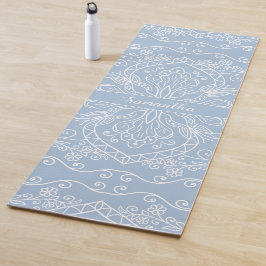 Elegant Mandala Modernes Mit Monogramm Licht Blau Yogamatte
