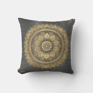 Elégant Mandala or motif floral lancer oreiller