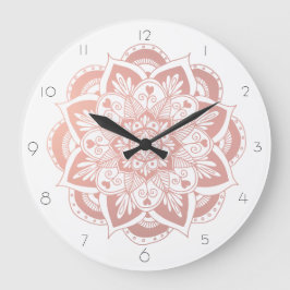 Elegant Mandala Rose Gold Flower Große Wanduhr