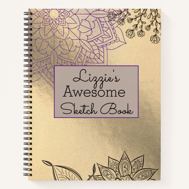 Elégant Mandala sur Carnet Gold Sketch (Devant)