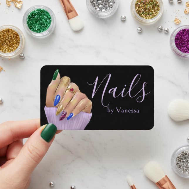 Elegant Manicurist Nail Technician Luxury Salon Visitenkarte (Von Creator hochgeladen)
