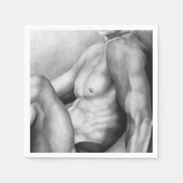 Elegant Männliche Kohle Zeichnend Maskuline Kunst Serviette