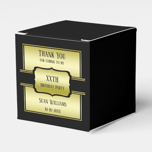 Elegant Man's Gold & Black Birthday Geschenkschachtel (Vorderseite)