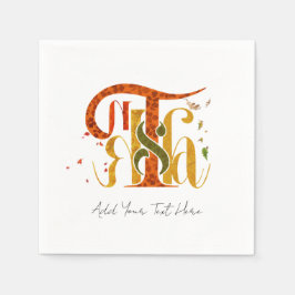 Elegant Manuscript Thanks Autumn Fall Foliage Serviette