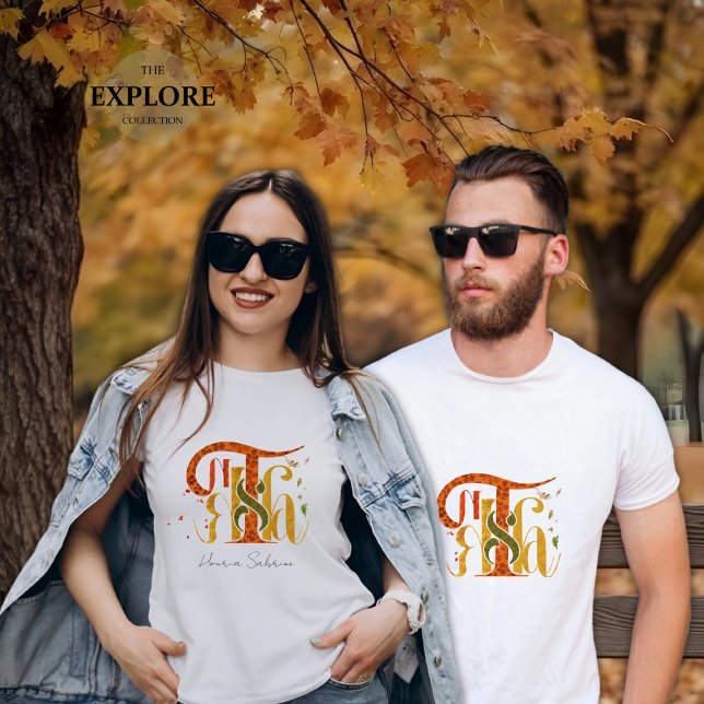 Elegant Manuscript Thanks Autumn Fall Foliage T-Shirt (Von Creator hochgeladen)