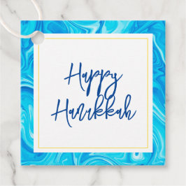 Elegant Marbelized Paint Holiday HAPPY HANUKKAH Geschenkanhänger