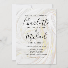 Elegant Marble Agate Signature Script Wedding Einladung