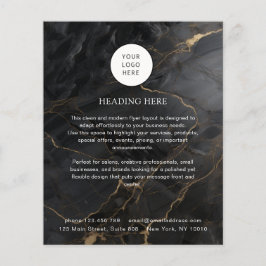 Elegant Marble Black-Gold Salon Qr Code & Logo Flyer