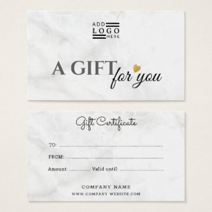 Élégant Marble Business Logo Certificat cadeau