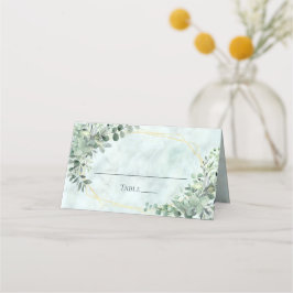 Elegant Marble Eucalyptus Greenerity Gold Wedding Platzkarte