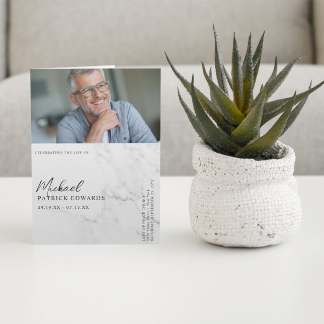 Elegant Marble | Foto zur Beerdigung Flyer (Von Creator hochgeladen)