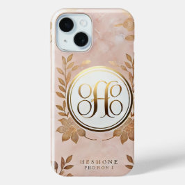 Elegant Marble & Gold Monogram iPhone 15 Fall Case-Mate iPhone Hülle