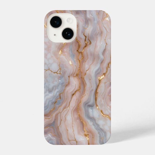 Elegant Marble iPhone14 Case with Gold Veins  iPhone 14 Hülle (Rückseite)
