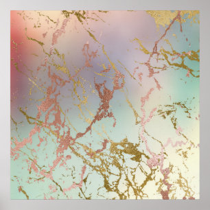 Elegant Marble   Kupfersage Minze Grüne Rose Gold Poster