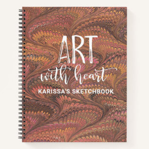 Elegant Marble Monogram Artist Sketchbook Notizbuch