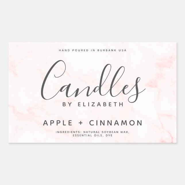 Elegant Marble Soy Candle Rechteckiger Aufkleber (Vorderseite)