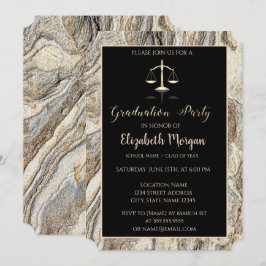Elegant Marble Stone Law School Graduation Party Einladung
