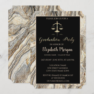 Elegant Marble Stone Law School Graduation Party Einladung