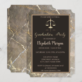 Elegant Marble Stone Law School Graduation Party Einladung