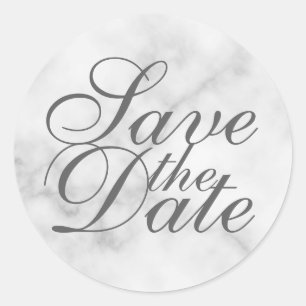 Elegant Marble Wedding Save the Date Runder Aufkleber