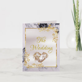 Elegant Marble, White, Gold Frame, Gold Heart Ankündigung