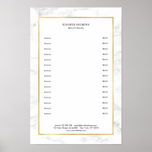Elégant Marbre blanc Gold Prix Poster