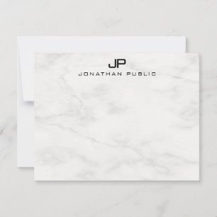 Élégant Marbre blanc Monogramme Modèle moderne