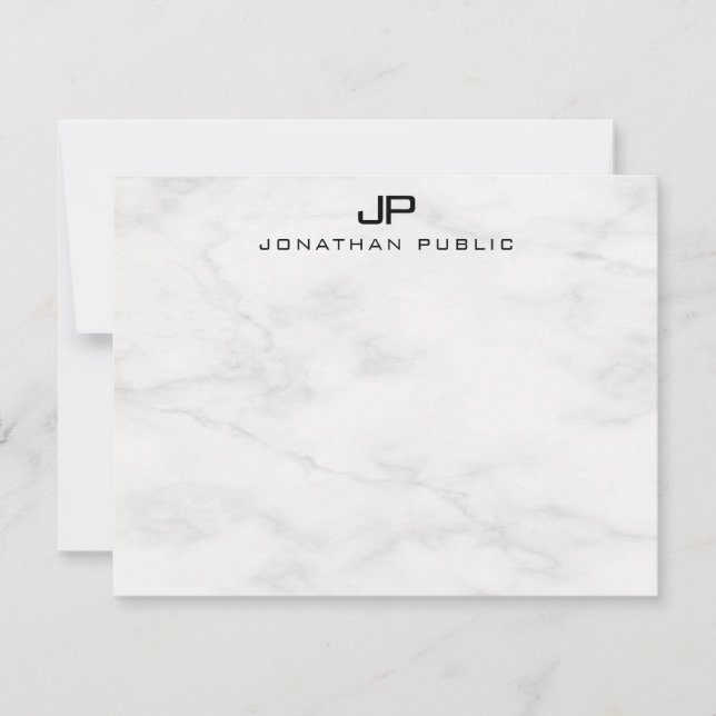 Élégant Marbre blanc Monogramme Modèle moderne (Devant)