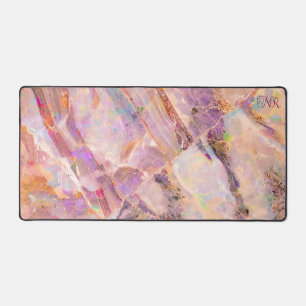 Élégant marbre rose clair Opal Monogramme Girly mi