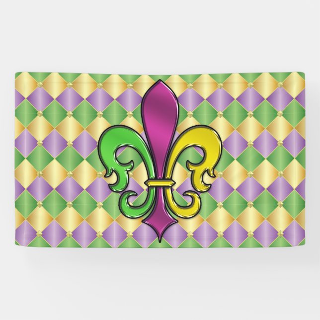 Elegant Mardi Gras Lilie Design Banner (Horizontal)
