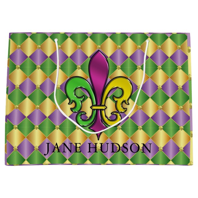 Elegant Mardi Gras Lilie Design Geschenktasche Große Geschenktüte (Vorderseite)