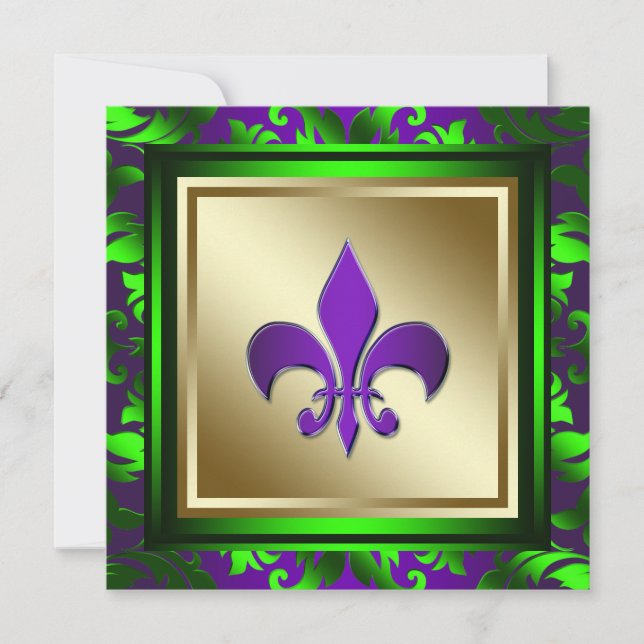 Elegant Mardi Gras Lilie Wedding Einladung (Vorderseite)