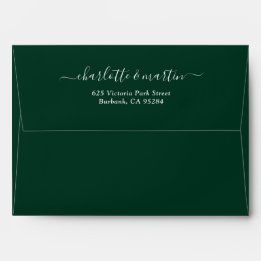 Élégant Mariage Adresse de Retour Script Vert Fonc