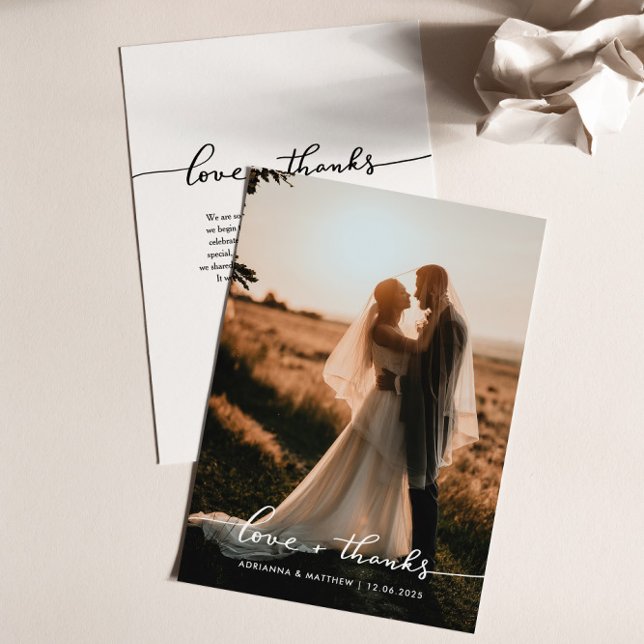 Élégant Mariage Amour Et Script De Merci | Photo (Créateur téléchargé)