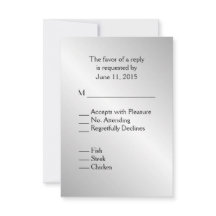 Elégant mariage argenté RSVP avec menu