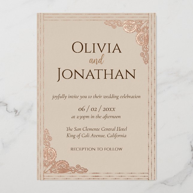 Elégant Mariage Beige Classy Invitation (Recto)