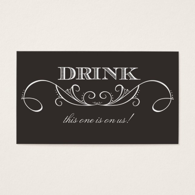 Élégant Mariage Black Swirl Boire Billet (Devant)