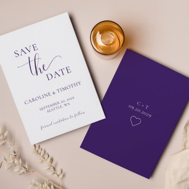 Elégant Mariage Blanc Violet Enregistrer La Carte  (Créateur téléchargé)