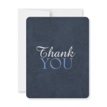 Elégant MARIAGE bleu floral CARTE DE REMERCIEMENTS