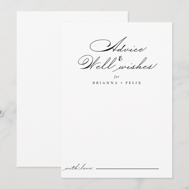 Elégant Mariage Bonne Voix Carte Conseil (Devant / Derrière)