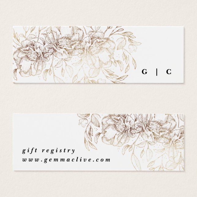 Élégant Mariage Botanique Cadeau du Registre Cadea (Devant & derrière)
