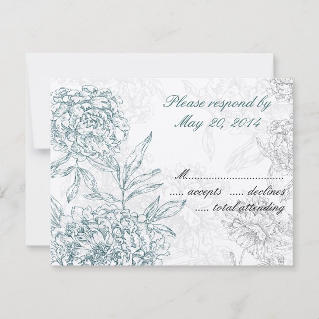 Elégant mariage botanique Cartes RSVP Crème Jade (Devant)