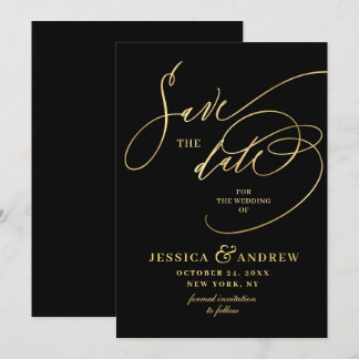 Élégant Mariage Calligraphie Save the Date doré