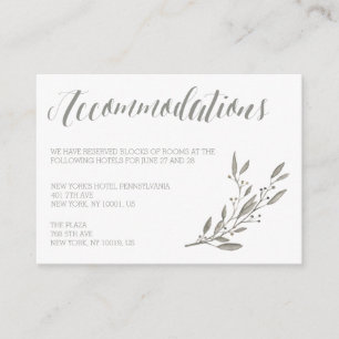 Elégant Mariage Cartes d'Hébergement Gris Floral